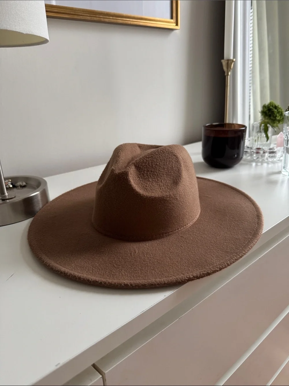 Wide Brim Brown Wool Fedora Hat